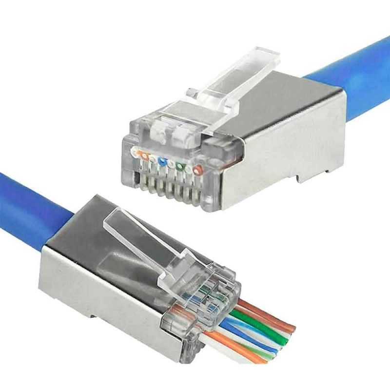 Conector RJ45 Blindado cat6 Passthrough