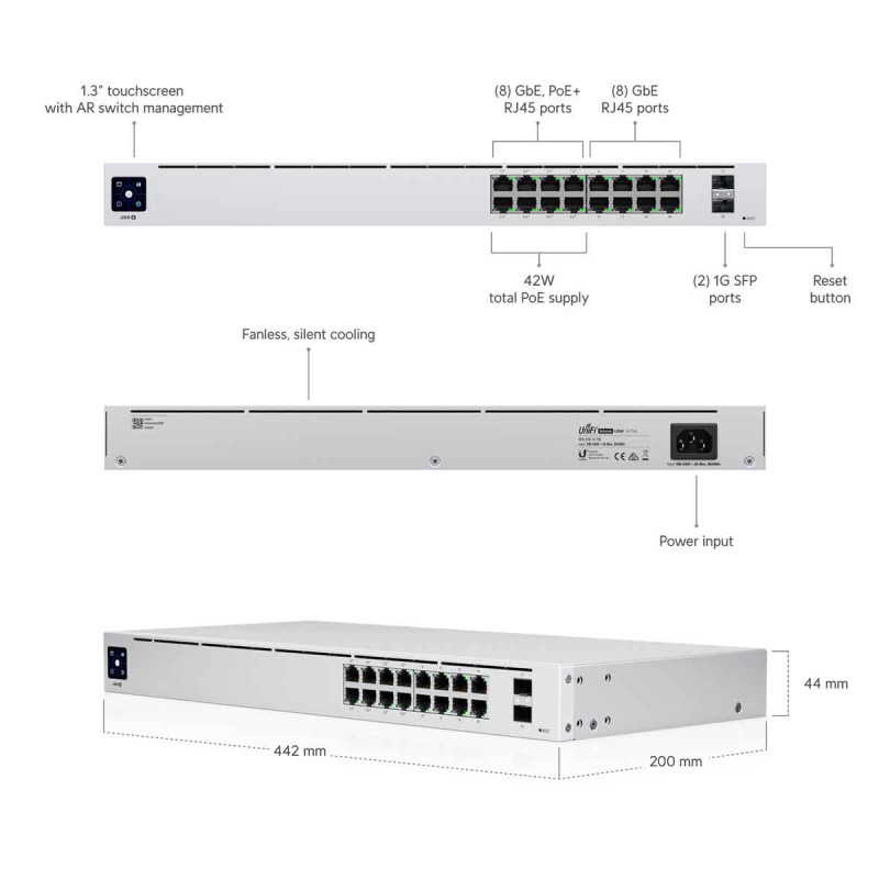 Switch Poe Ubiquiti 16 Puertos USW-16-POE